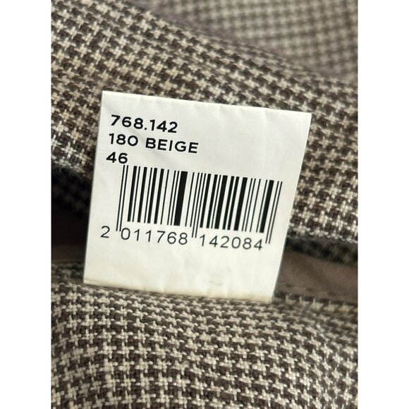 Maddison Men's Brown Houndstooth Two Button Linen Blazer Size 46 Summer Suit - Picture 7 of 7